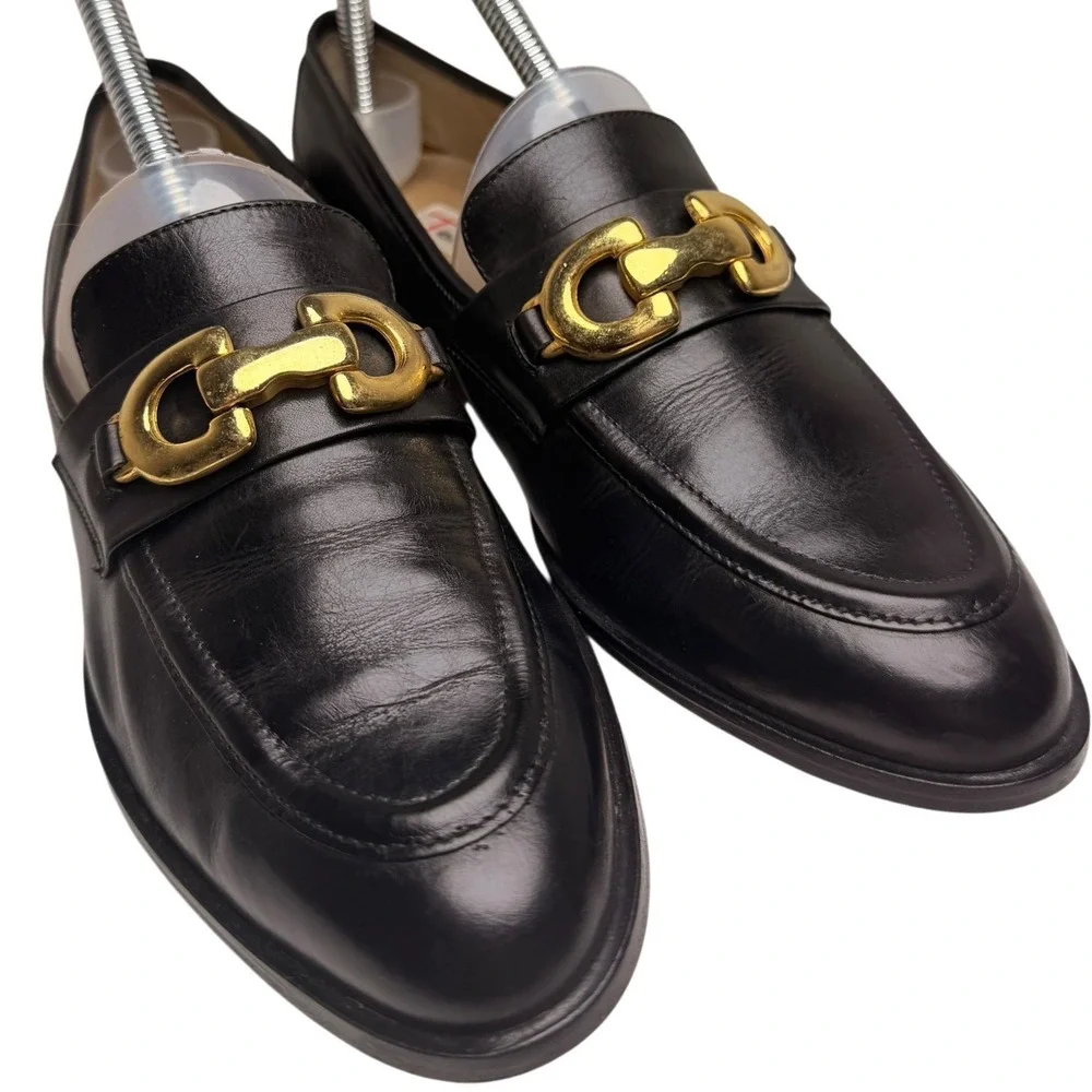 Vintage 90s Talbots Italy Horsebit Loafers Black Leather 8N